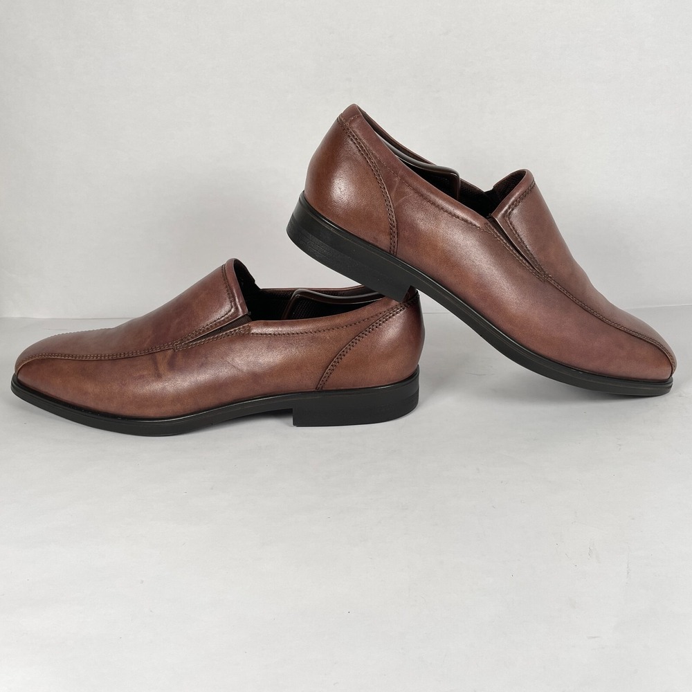 Ecco Queenstown Loafers Mens Size 46 US 12 Brown Leather Bicycle Toe Dress Shoes - Picture 6 of 10
